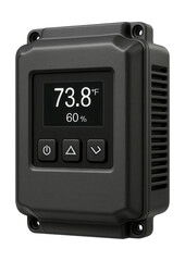 Fototapeta premium Weatherproof climate control module for greenhouses to enhance growing conditions.