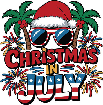 Christmas and 4th of July Celebration Mix Vector