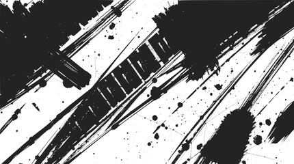 Obraz premium Abstract black ink brush strokes and splatters on