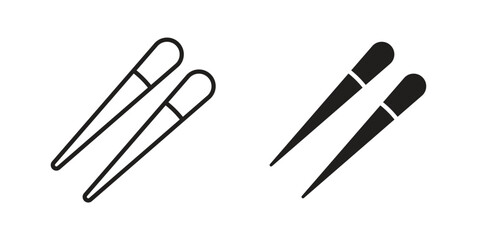 Chopsticks icon doodle set. editable outline stroke vector eps