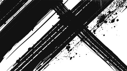 Fototapeta premium Abstract black ink brush strokes and splatters on