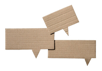 Cardboard speech bubbles with copy space for text on transparent png background conversation discussion design element