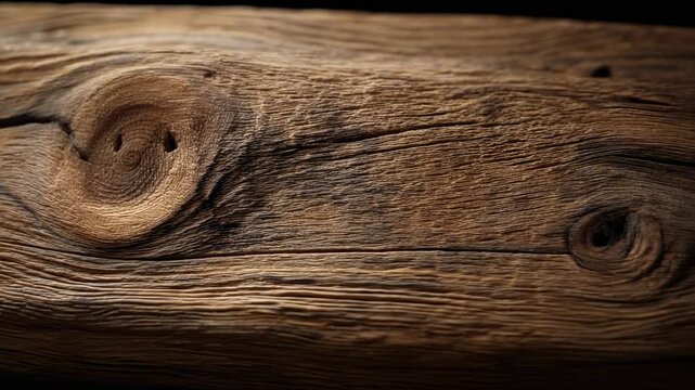 Close-up of weathered wooden plank showcasing natural texture and patterns in rich brown tones