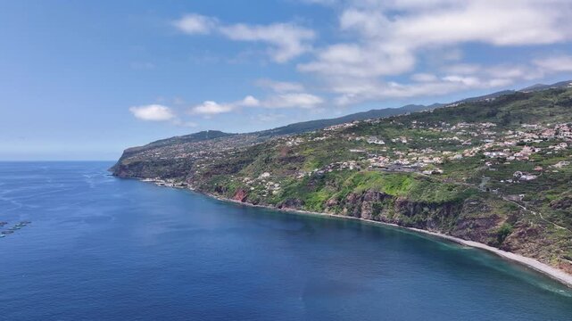 Arco da Calheta civil parish on southwest coast of Madeira island, high aerial