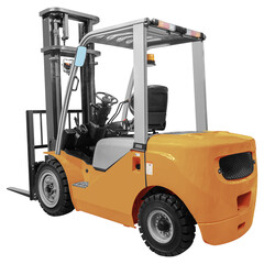 Back view orange diesel forklift