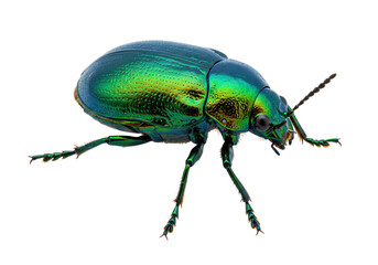 Isolated Jewel beetle, Chrysina aurigans, a beautiful insect on clean background, close-up