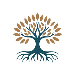 Naklejka premium Rooted Tree of Life Logo Elegant Vector Icon