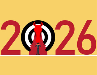 2026. Businessman planning and vision for 2026