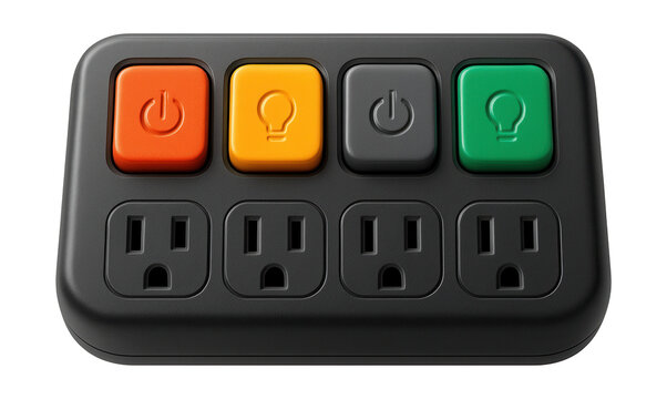 A high-contrast outlet block with tactile switches for easy use by seniors at home.