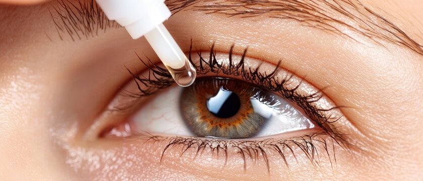 Applying eye drops to relieve dryness and improve comfort for tired eyes during a bright day
