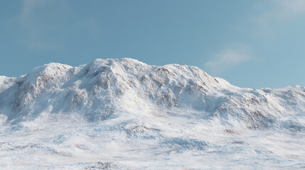 Snowy mountain landscape under a clear blue sky on a sunny winter day