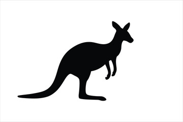 Australian marsupial kangaroo in a distinct silhouette style