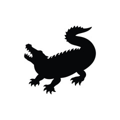 Graphic silhouette of a powerful alligator