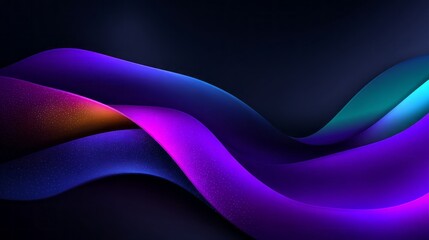 Colors blend and flow in a mesmerizing wavy pattern, showcasing vibrant shades of violet, purple, and green. This artwork captures a sense of fluid motion and energy in a dark background