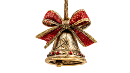 Gold color christmas bells isolated on white