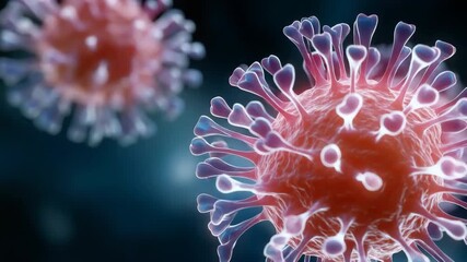 Close-up of viruses under microscope highlighting spiky structures