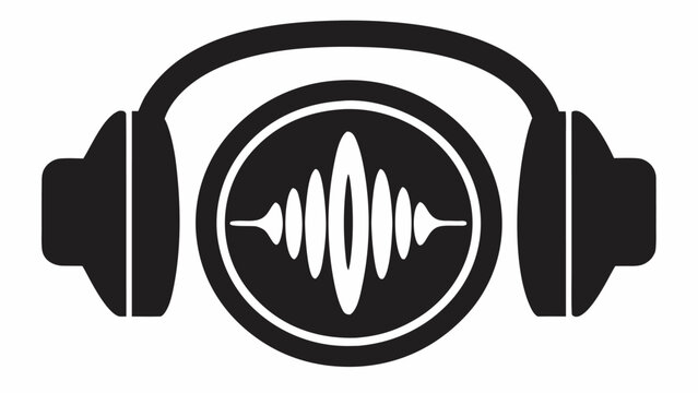 Modern headphone design with soundwave graphic, ideal for music apps, audio production, podcasting and digital entertainment branding, a cool minimalistic element