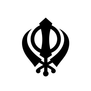 solid black vector khanda symbol isolated on white background