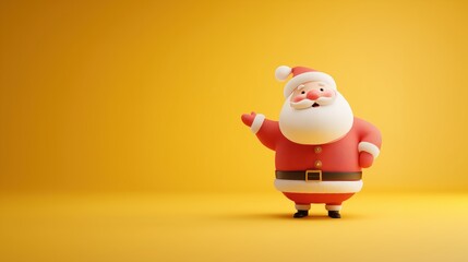 Colorful Santa Figure Stands Cheerfully Against a Bright Yellow Background, Perfect for Holiday Decorations and Festive Spirit