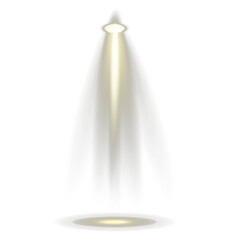 Ethereal golden light spotlight in warm tone. Gentle glowing beam isolated on transparent PNG for highlight, performance, or stage art.