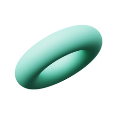 3d Torus or Ring Tosca Green Color, realistic rendering of 3d geometry shape object