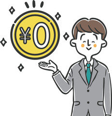 無料プランを案内する男性会社員　ベクター

