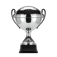 Gleaming silver globe-shaped trophy on a black base