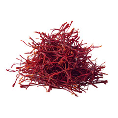 Naklejka premium A pile of dried saffron threads isolated on transparent background