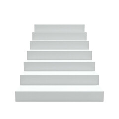 White, rising steps against a stark black background
