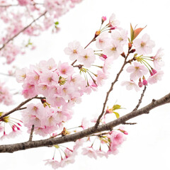 Obraz premium cherry blossom branches with pink and white flowers in full bloom on bright surface