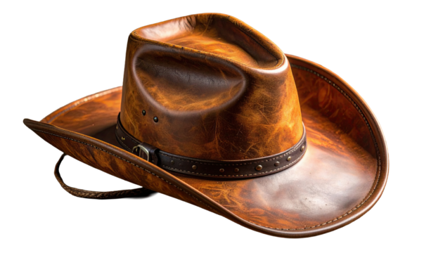 Classic cowboy hat high quality leather brown western style rustic fashion accessory  