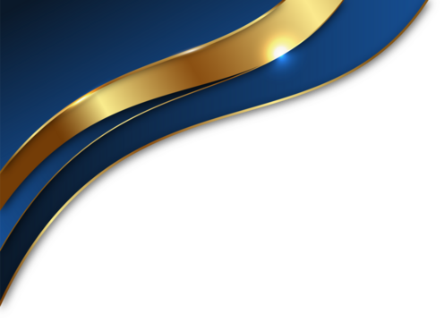 Abstract Blue and Gold Wavy Layers on White Background
