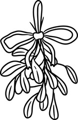 Hand Drawn Mistletoe With Bow