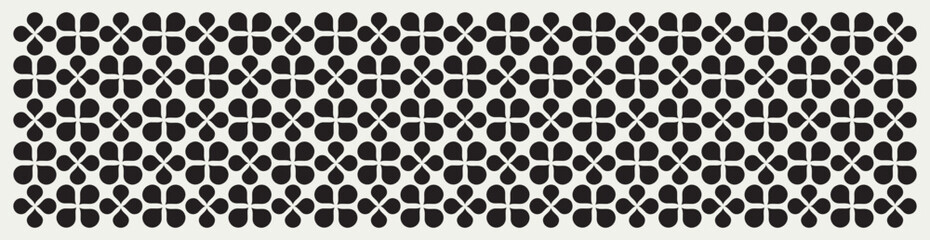 Geometric flower shapes pattern background in black and white shades for wall décor, textiles, interior design, banners and more.