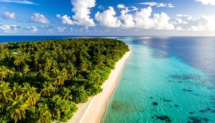 Tropical island paradise, vibrant colours, pristine beach