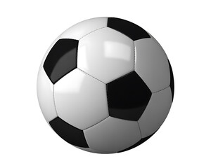 Fototapeta premium Realistic soccer ball with black and white design isolated on transparent backdrop