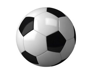 Realistic soccer ball with black and white design isolated on transparent backdrop