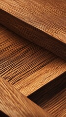Close-up of layered wood texture with linear grain pattern and natural shadows, abstract macro background for design and interior projects.