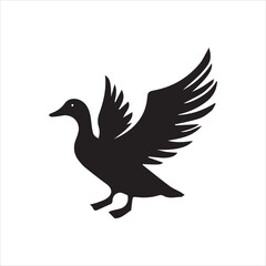 Simple silhouette of a duck walking side profile vector