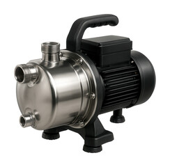 Durable stainless steel vibration pump for gardens, resistant to corrosion.