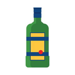 Minimal flat green bottle representing traditional Czech herbal liquor, isolated on white vector illustration
