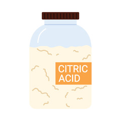 Isolated jar of citric acid powder for eco friendly cleaning and household use vector illustration