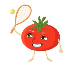 cartoon illustration of a antropomorphic tomato