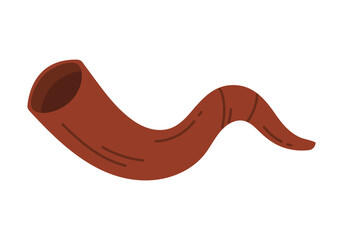 Ancient Jewish shofar horn isolated for Rosh Hashanah and Yom Kippur celebration vector illustration
