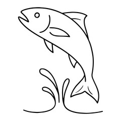 Simple Line Art of a Leaping Fish