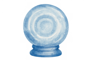 Crystal ball watercolor illustration forecasting future and fortune, magic prediction concept with transparent background