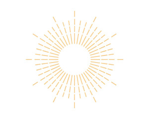 Beige sunburst or sun ray with dashed line pattern