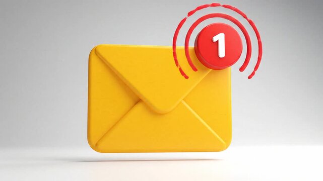 Yellow envelope with a notification badge indicating one new message.
