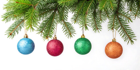 Close-Up of Christmas Tree Decorations — Festive Holiday Background
