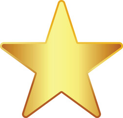 Bright Shining Five-Point Gold Star Icon Vector for Achievement, Success, and Best Quality Rating